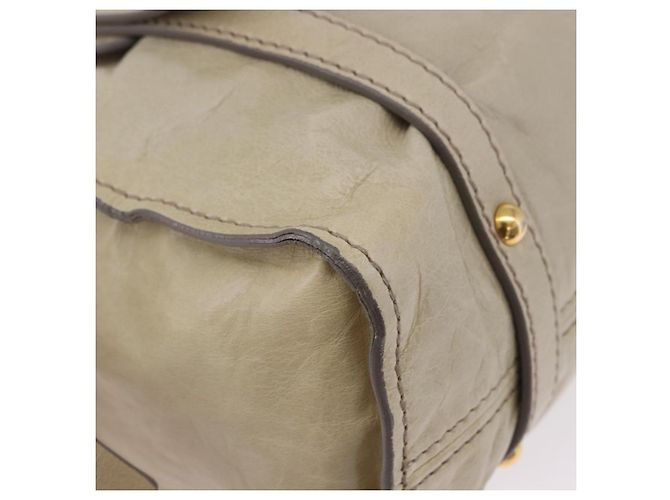 Borsa Tote Miu Miu Vitello Lux Leather Beige Gold Auth 198369M D'oro - vista 10