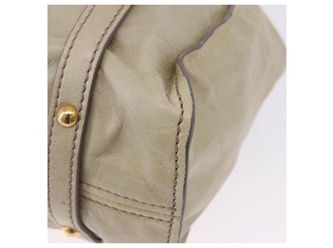 Borsa Tote Miu Miu Vitello Lux Leather Beige Gold Auth 198369M D'oro - vista 11