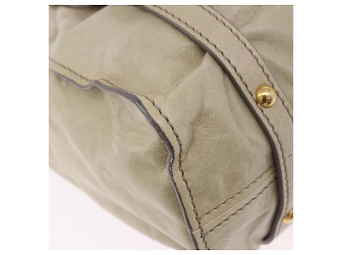 Borsa Tote Miu Miu Vitello Lux Leather Beige Gold Auth 198369M D'oro - vista 12