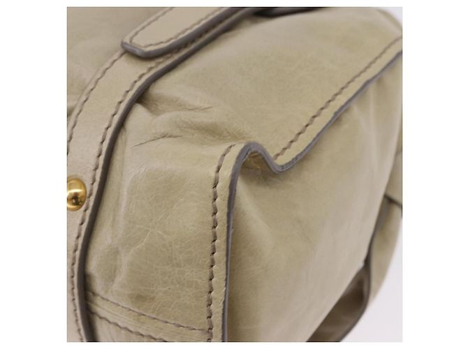 Borsa Tote Miu Miu Vitello Lux Leather Beige Gold Auth 198369M D'oro - vista 13