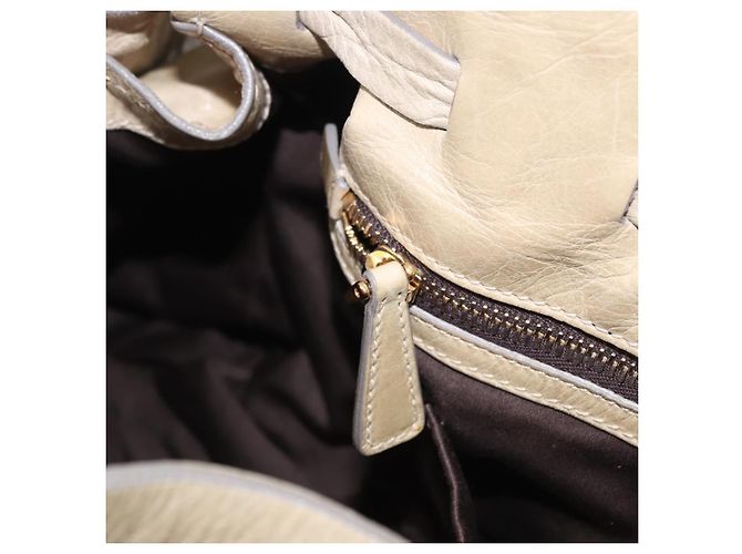 Borsa Tote Miu Miu Vitello Lux Leather Beige Gold Auth 198369M D'oro - vista 19