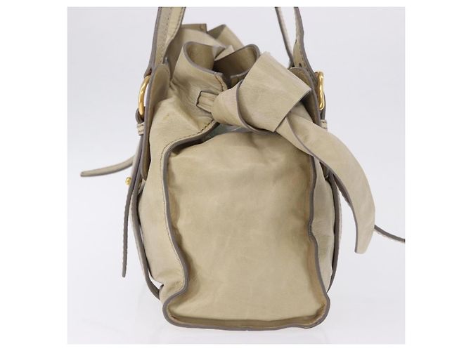 Borsa Tote Miu Miu Vitello Lux Leather Beige Gold Auth 198369M D'oro - vista 5