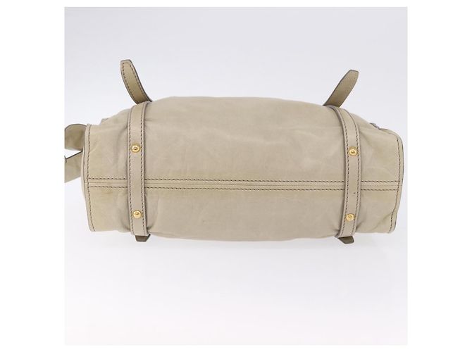 Borsa Tote Miu Miu Vitello Lux Leather Beige Gold Auth 198369M D'oro - vista 9