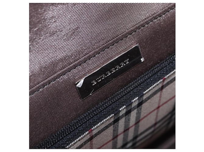 Borsa a tracolla BURBERRY in pelle nera argento Auth 196645A Nero - vista 16