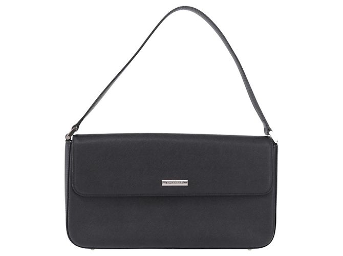 Borsa a tracolla BURBERRY in pelle nera argento Auth 196645A Nero - vista 2