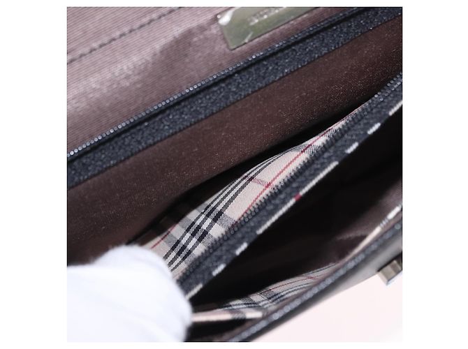 Borsa a tracolla BURBERRY in pelle nera argento Auth 196645A Nero - vista 21
