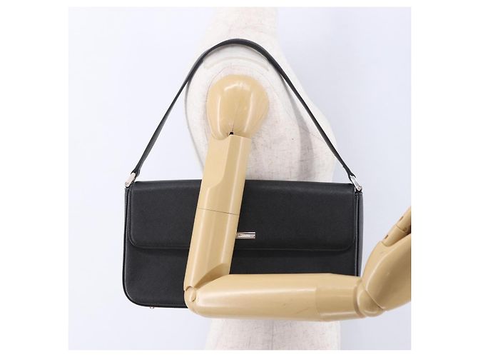 Borsa a tracolla BURBERRY in pelle nera argento Auth 196645A Nero - vista 23