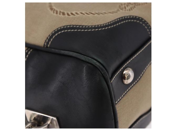 Borsa Tote PRADA Canvas Beige Silver Auth 197022A Argento - vista 10