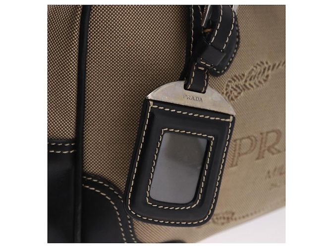 Borsa Tote PRADA Canvas Beige Silver Auth 197022A Argento - vista 15