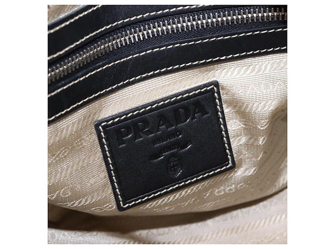 Borsa Tote PRADA Canvas Beige Silver Auth 197022A Argento - vista 17