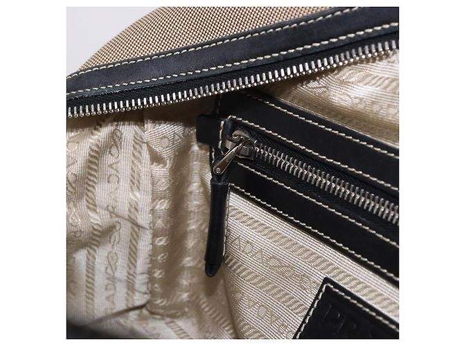 Borsa Tote PRADA Canvas Beige Silver Auth 197022A Argento - vista 22