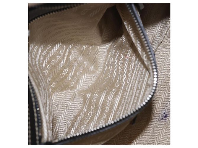 Borsa Tote PRADA Canvas Beige Silver Auth 197022A Argento - vista 23