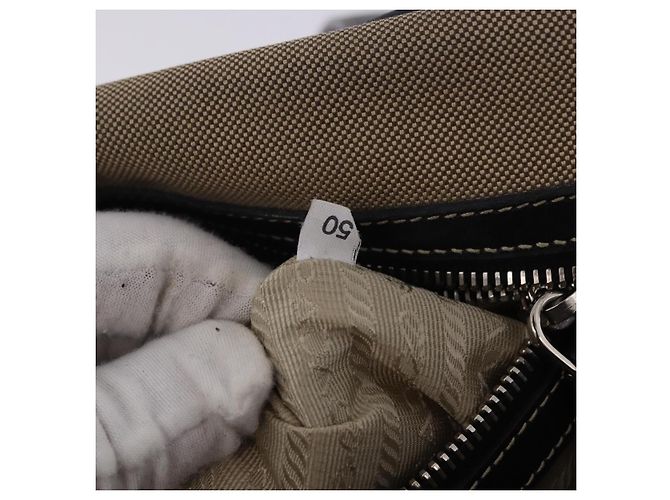Borsa Tote PRADA Canvas Beige Silver Auth 197022A Argento - vista 24