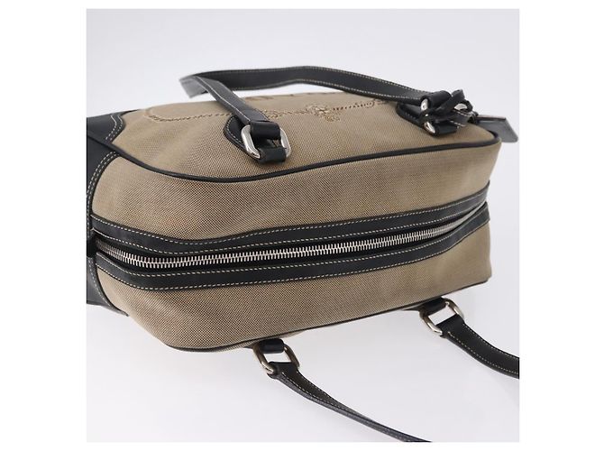 Borsa Tote PRADA Canvas Beige Silver Auth 197022A Argento - vista 6