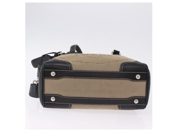 Borsa Tote PRADA Canvas Beige Silver Auth 197022A Argento - vista 9