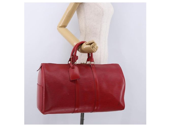LOUIS VUITTON Epi Keepall 45 Boston Bag Red M42977 LV Auth 195542A Rosso - vista 24