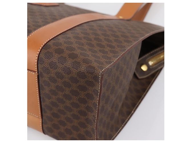 Céline Borsa Tote CELINE Macadam Canvas PVC Pelle Marrone Oro Auth am12243V D'oro - vista 10