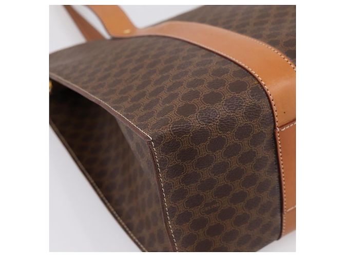 Céline Borsa Tote CELINE Macadam Canvas PVC Pelle Marrone Oro Auth am12243V D'oro - vista 11