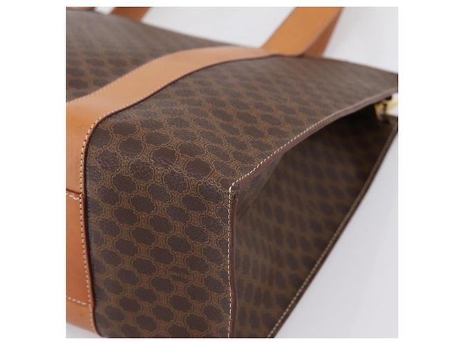 Céline Borsa Tote CELINE Macadam Canvas PVC Pelle Marrone Oro Auth am12243V D'oro - vista 12