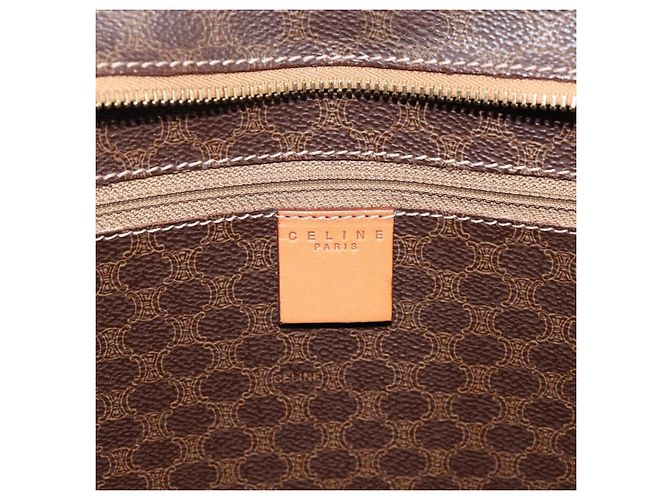 Céline Borsa Tote CELINE Macadam Canvas PVC Pelle Marrone Oro Auth am12243V D'oro - vista 15