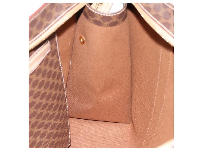 Céline Borsa Tote CELINE Macadam Canvas PVC Pelle Marrone Oro Auth am12243V D'oro - vista 18