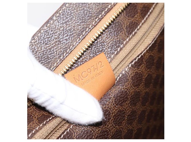 Céline Borsa Tote CELINE Macadam Canvas PVC Pelle Marrone Oro Auth am12243V D'oro - vista 21