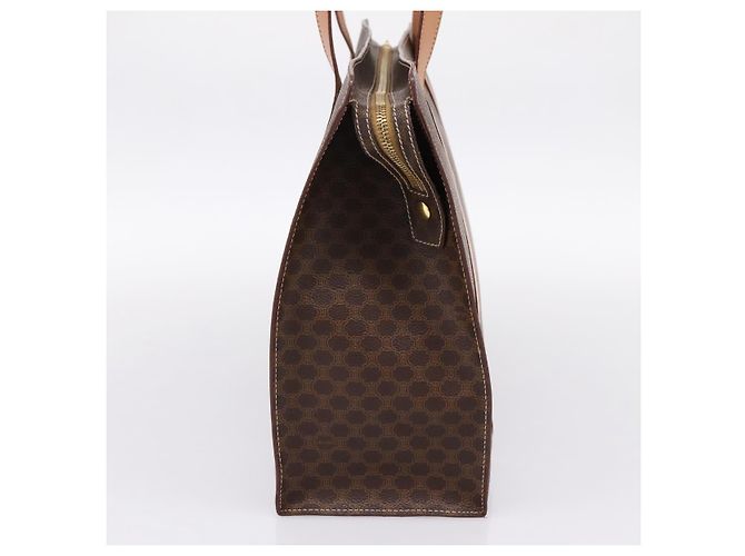 Céline Borsa Tote CELINE Macadam Canvas PVC Pelle Marrone Oro Auth am12243V D'oro - vista 5
