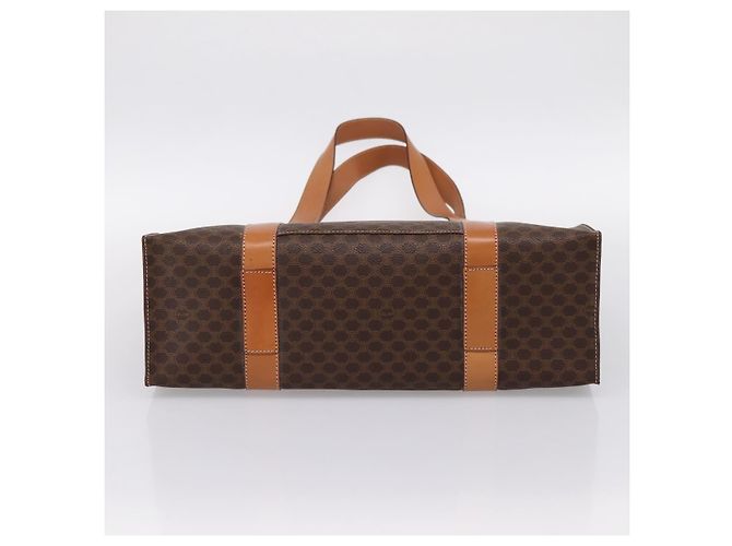 Céline Borsa Tote CELINE Macadam Canvas PVC Pelle Marrone Oro Auth am12243V D'oro - vista 9