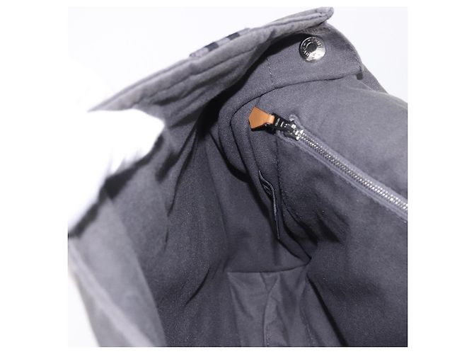 Hermès Borsa a Tracolla HERMES Fourre Tout Bassas MM Canvas Gray Silver Auth 194155 Marrone Argento - vista 20