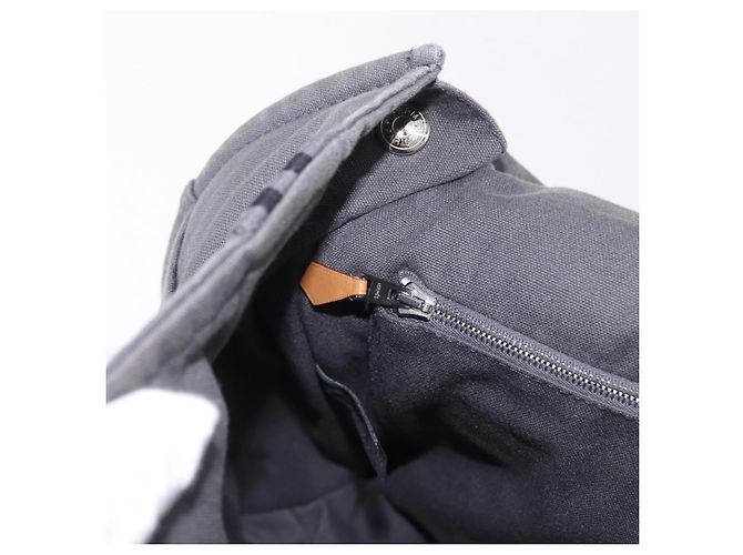 Hermès Borsa a Tracolla HERMES Fourre Tout Bassas MM Canvas Gray Silver Auth 194155 Marrone Argento - vista 21