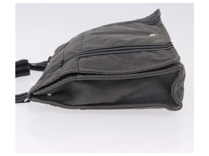 Hermès Borsa a Tracolla HERMES Fourre Tout Bassas MM Canvas Gray Silver Auth 194155 Marrone Argento - vista 5