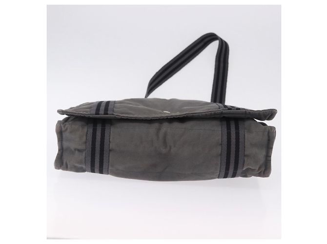 Hermès Borsa a Tracolla HERMES Fourre Tout Bassas MM Canvas Gray Silver Auth 194155 Marrone Argento - vista 9