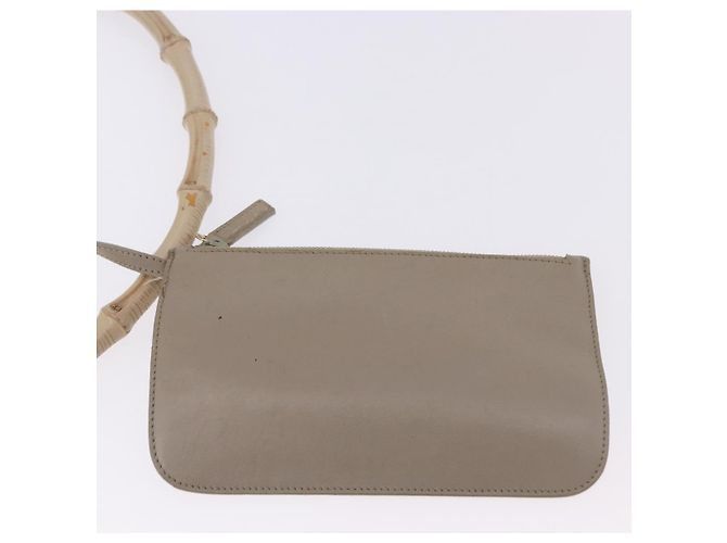 Borsa a tracolla GUCCI Bamboo in pelle beige tono oro 001 2058 1883 Auth BA14832 - vista 18