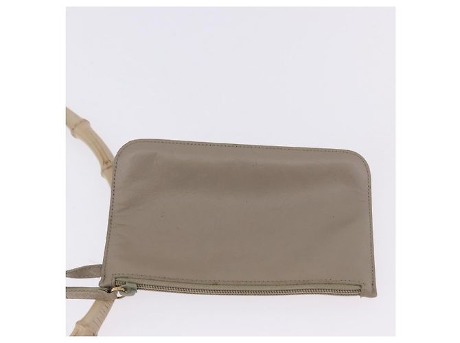 Borsa a tracolla GUCCI Bamboo in pelle beige tono oro 001 2058 1883 Auth BA14832 - vista 19
