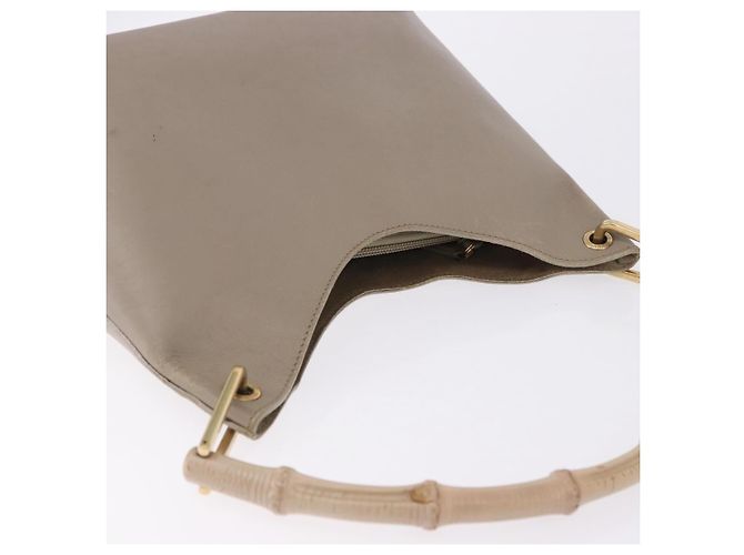 Borsa a tracolla GUCCI Bamboo in pelle beige tono oro 001 2058 1883 Auth BA14832 - vista 6