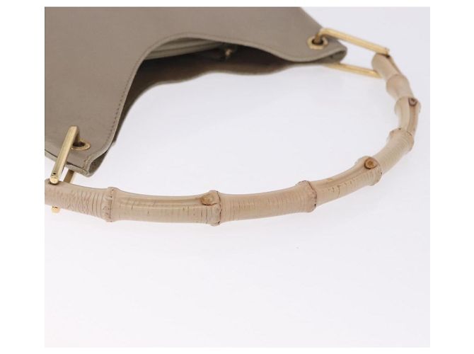 Borsa a tracolla GUCCI Bamboo in pelle beige tono oro 001 2058 1883 Auth BA14832 - vista 7