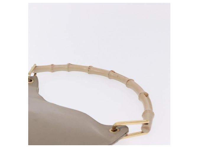 Borsa a tracolla GUCCI Bamboo in pelle beige tono oro 001 2058 1883 Auth BA14832 - vista 8