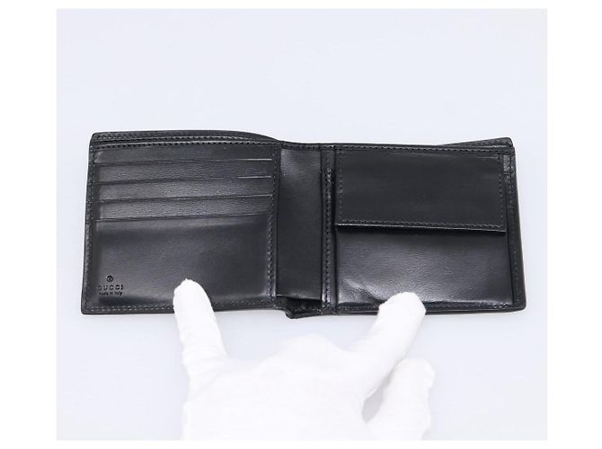 GUCCI GG Marmont Compact Wallet Leather Black Silver 428725 Auth 198795A Nero Argento - vista 14
