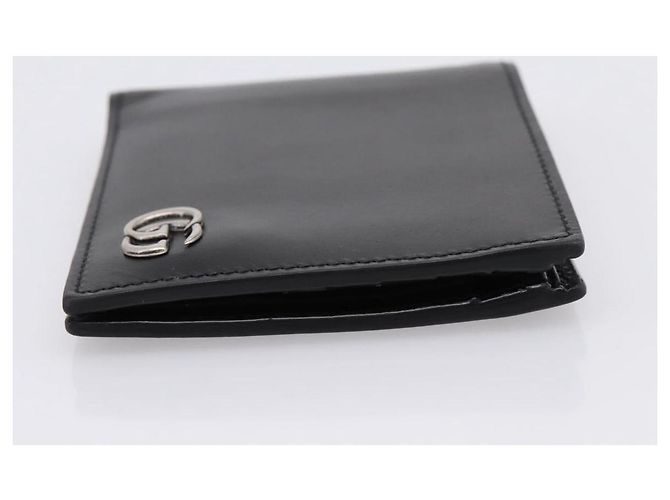 GUCCI GG Marmont Compact Wallet Leather Black Silver 428725 Auth 198795A Nero Argento - vista 4