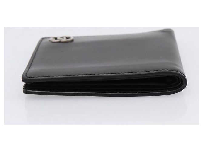 GUCCI GG Marmont Compact Wallet Leather Black Silver 428725 Auth 198795A Nero Argento - vista 6