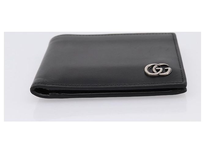 GUCCI GG Marmont Compact Wallet Leather Black Silver 428725 Auth 198795A Nero Argento - vista 7