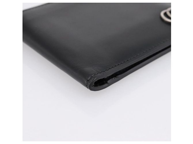 GUCCI GG Marmont Compact Wallet Leather Black Silver 428725 Auth 198795A Nero Argento - vista 9