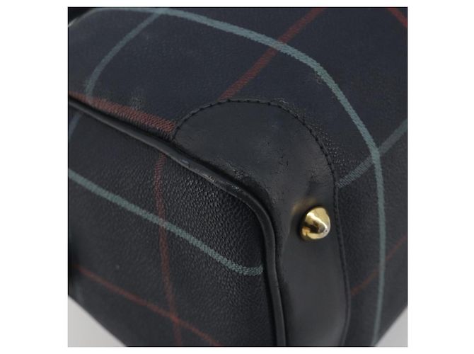 BURBERRY Mini Boston Bag PVC Navy Gold Auth mr2850 Golden Navy blue - view 11