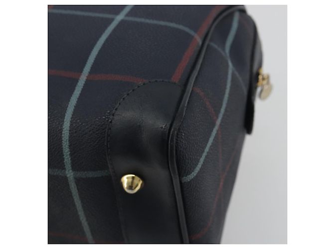 BURBERRY Mini Boston Bag PVC Navy Gold Auth mr2850 Golden Navy blue - view 12