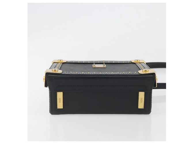 MCM Vicetos Logogram Mini Trunk PVC Leather 2way Black Gold Auth 196839A Nero D'oro - vista 11