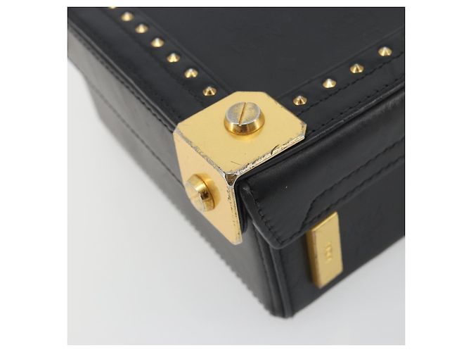 MCM Vicetos Logogram Mini Trunk PVC Leather 2way Black Gold Auth 196839A Nero D'oro - vista 13