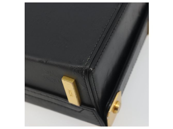 MCM Vicetos Logogram Mini Trunk PVC Leather 2way Black Gold Auth 196839A Nero D'oro - vista 14