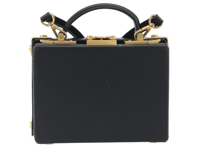 MCM Vicetos Logogram Mini Trunk PVC Leather 2way Black Gold Auth 196839A Nero D'oro - vista 3