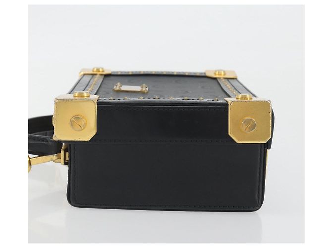 MCM Vicetos Logogram Mini Trunk PVC Leather 2way Black Gold Auth 196839A Nero D'oro - vista 5