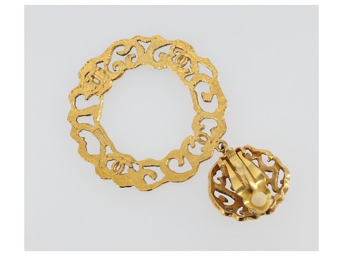 CHANEL Pierce Metal Gold Tone CC Auth 198818V - vista 14